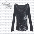 BLACK DROOPY STUD TOP  :3