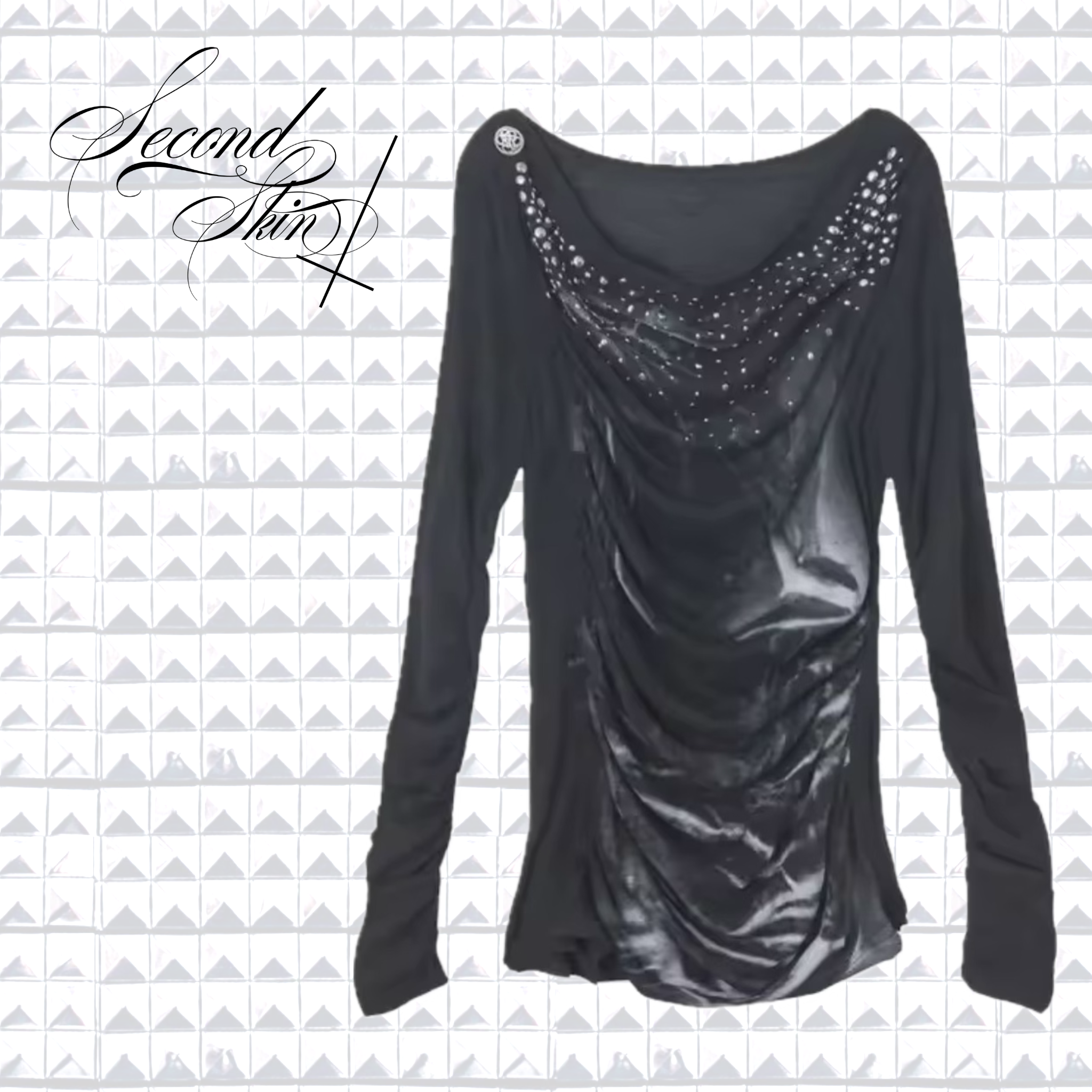 BLACK DROOPY STUD TOP  :3