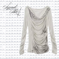 WHITE DROOPY STUD TOP  :3