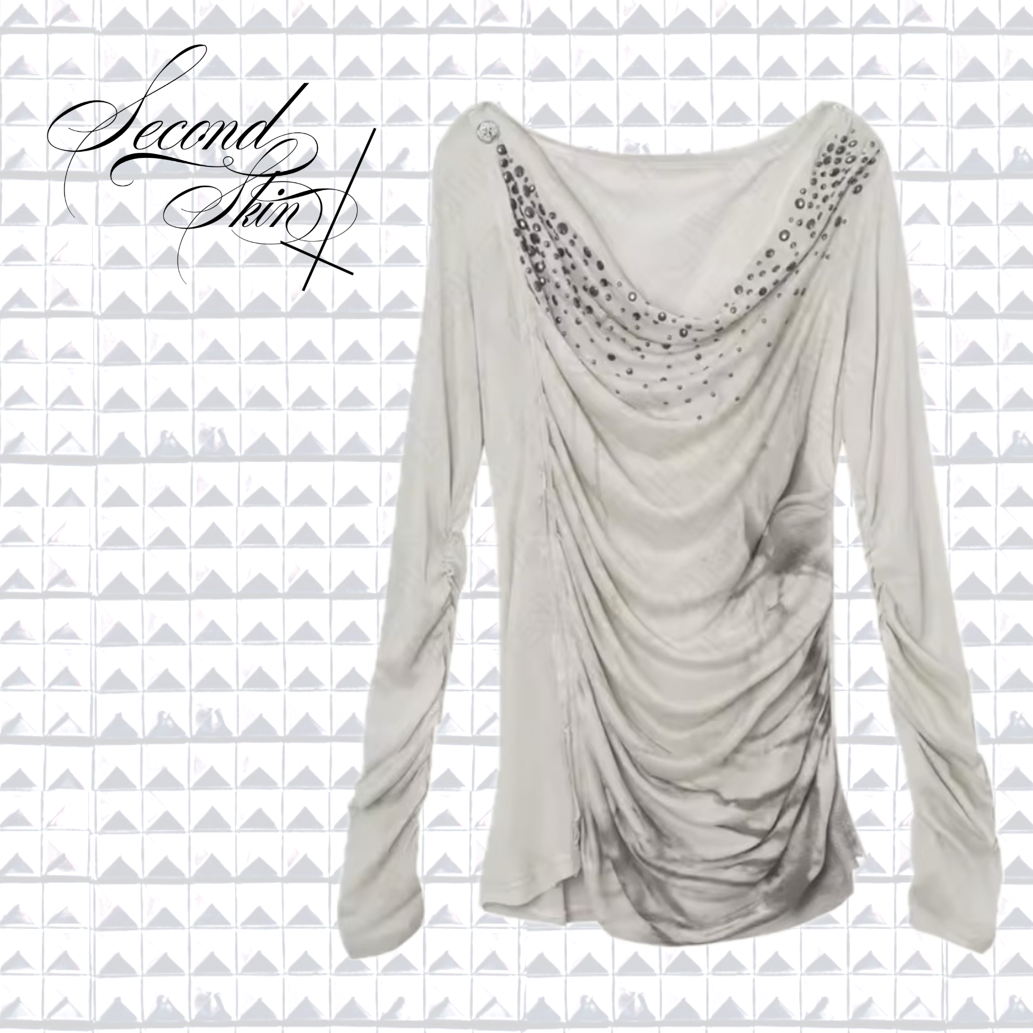 WHITE DROOPY STUD TOP  :3