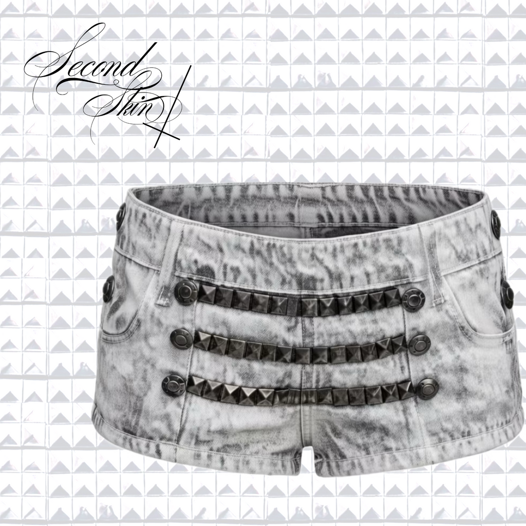 WASHED NAPOLEON STUDDED SHORTS :3