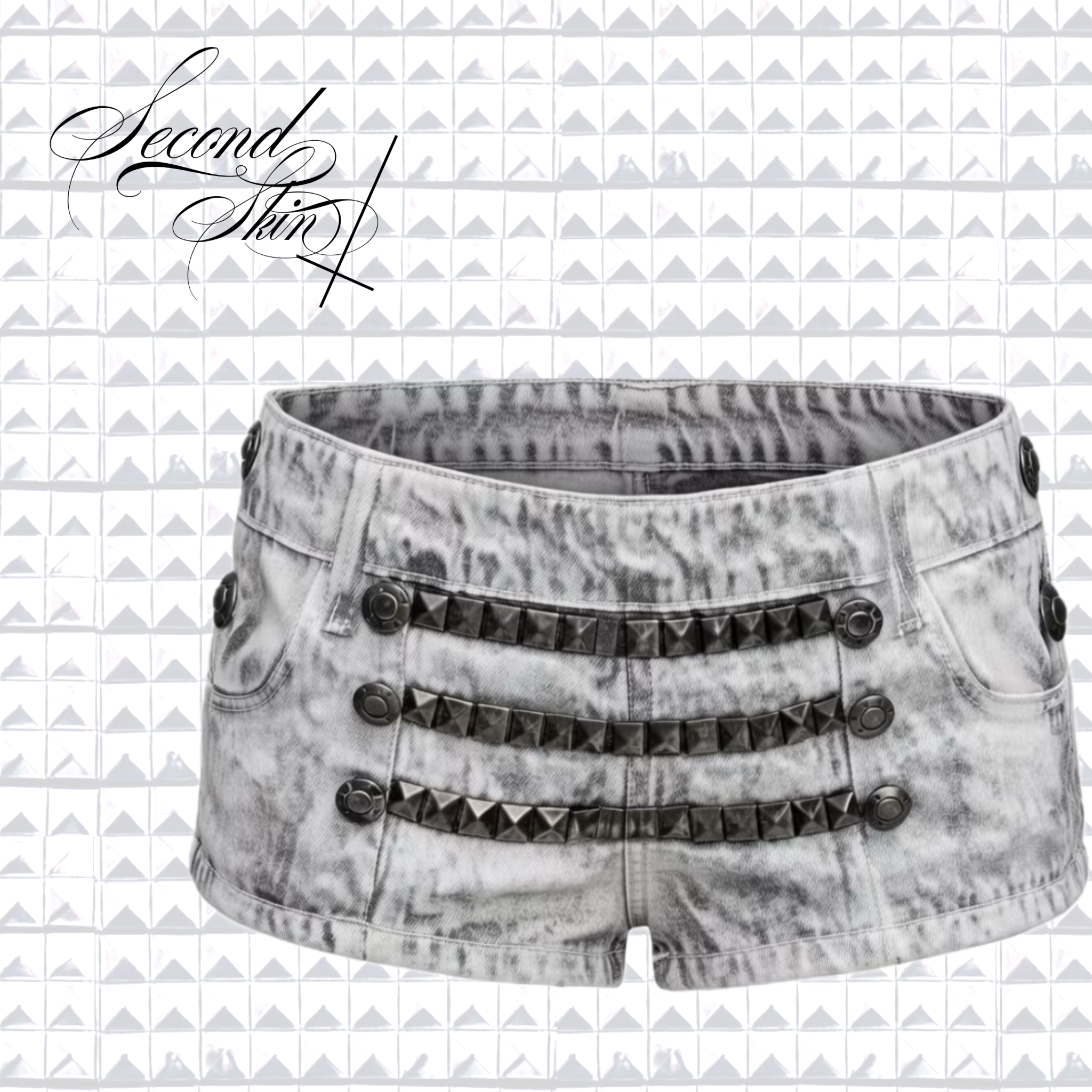 WASHED NAPOLEON STUDDED SHORTS :3
