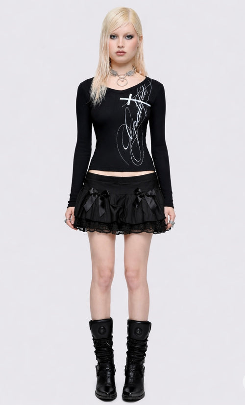 BLACK BOW SKIRT SKIRT :3