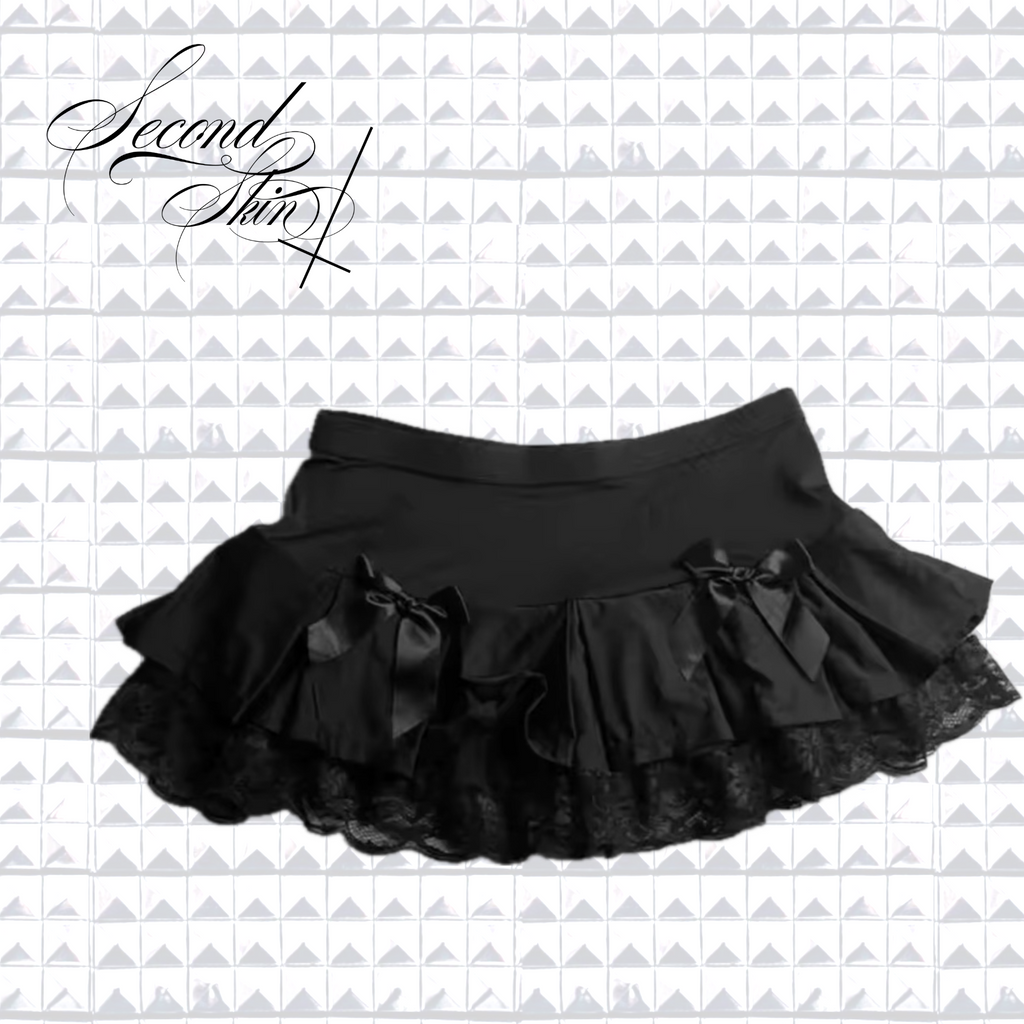 BLACK BOW SKIRT SKIRT :3