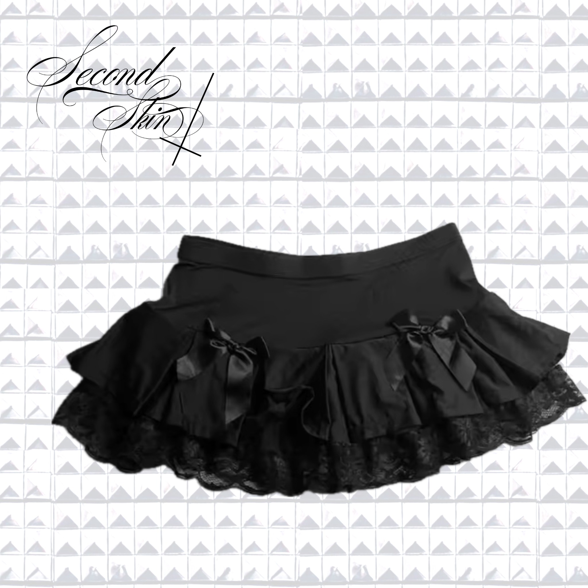 BLACK BOW SKIRT SKIRT :3