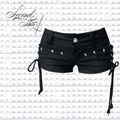 BLACK TIED STUDDED SHORTS :3