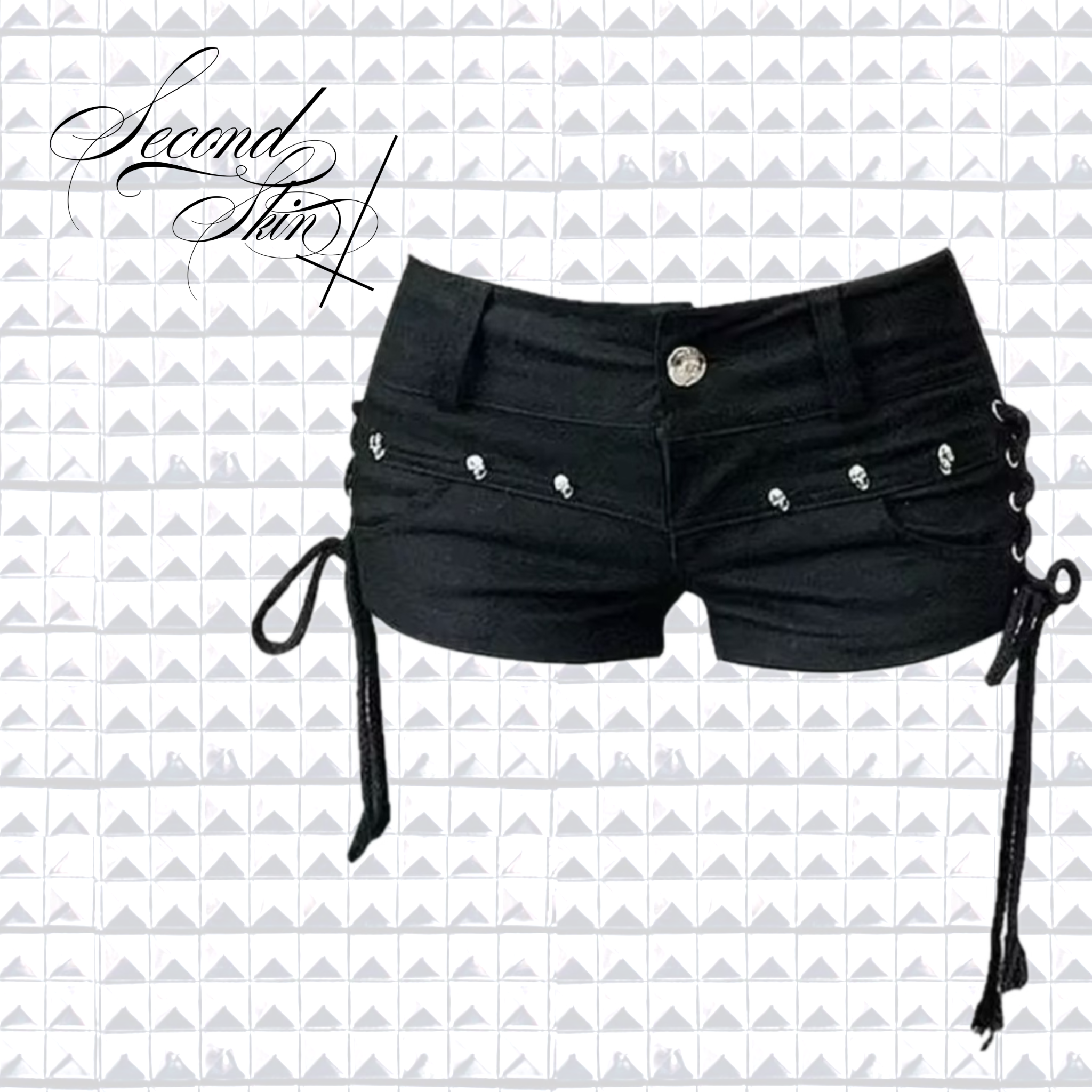 BLACK TIED STUDDED SHORTS :3