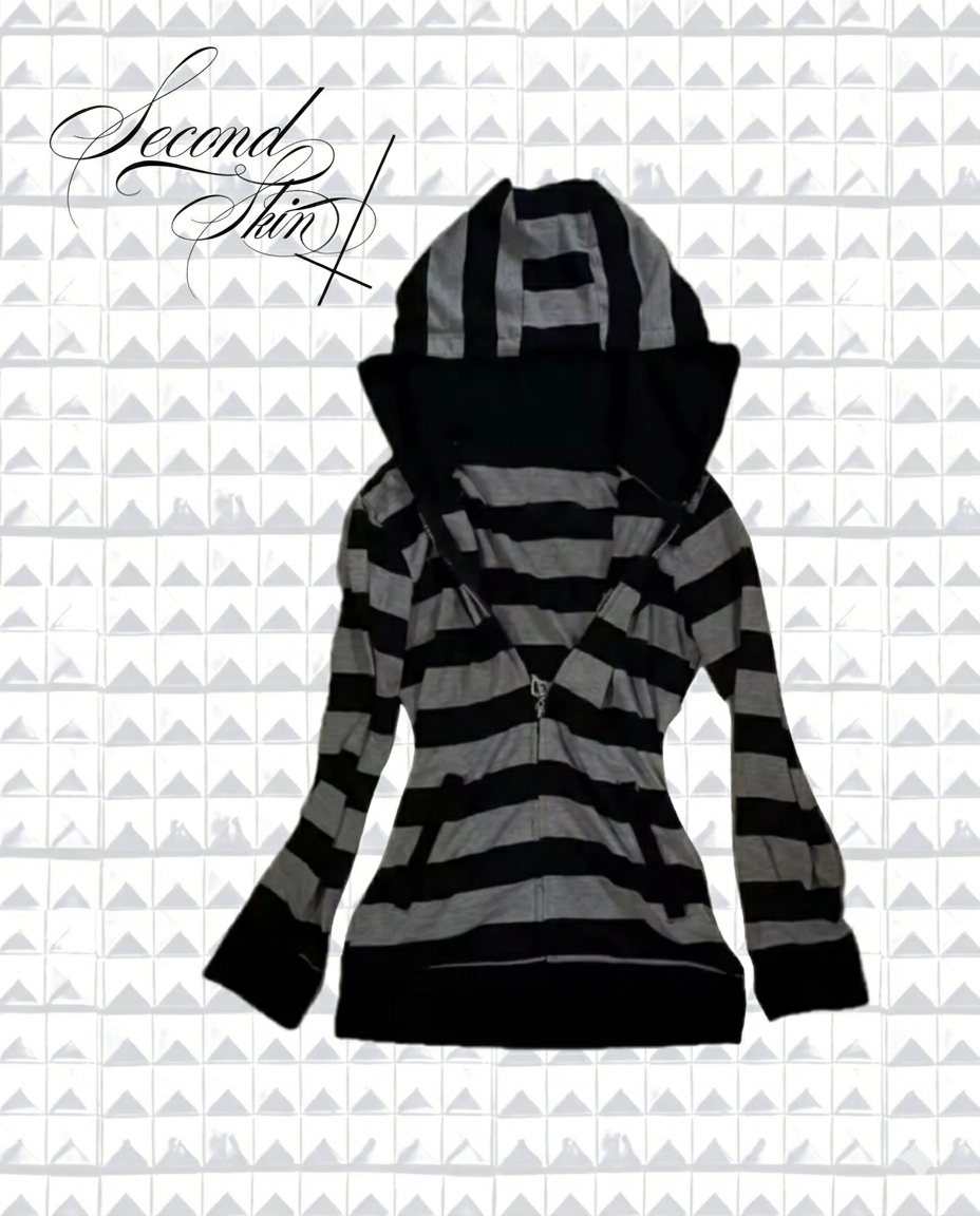 BLACK X GREY STRIPE ZIP UP :3