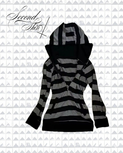 BLACK X GREY STRIPE ZIP UP :3