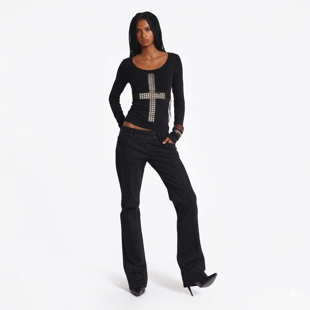 STUDDED CROSS LONG SLEEVE :3