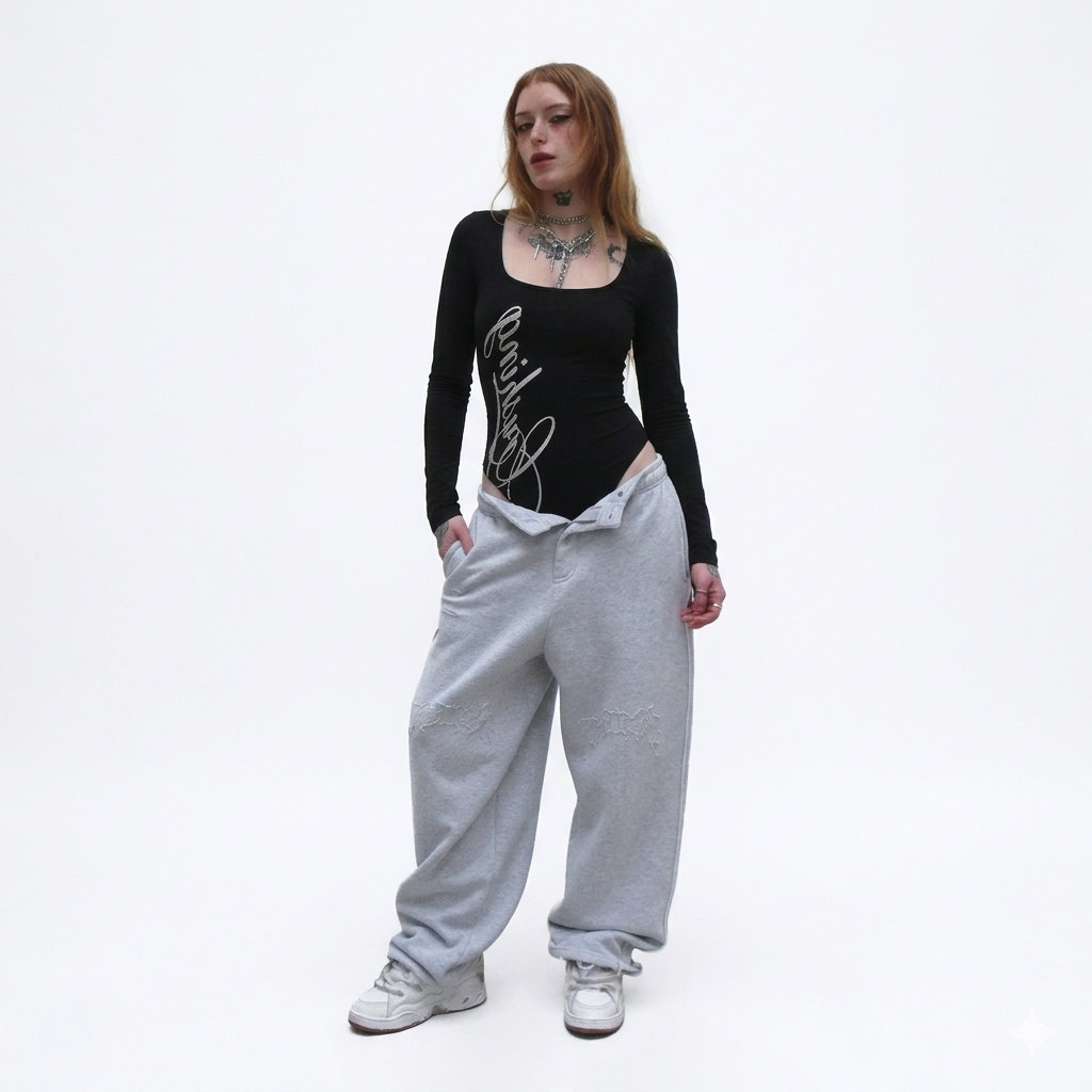 CURSIVE LONG-SLEEVE BODYSUIT :3