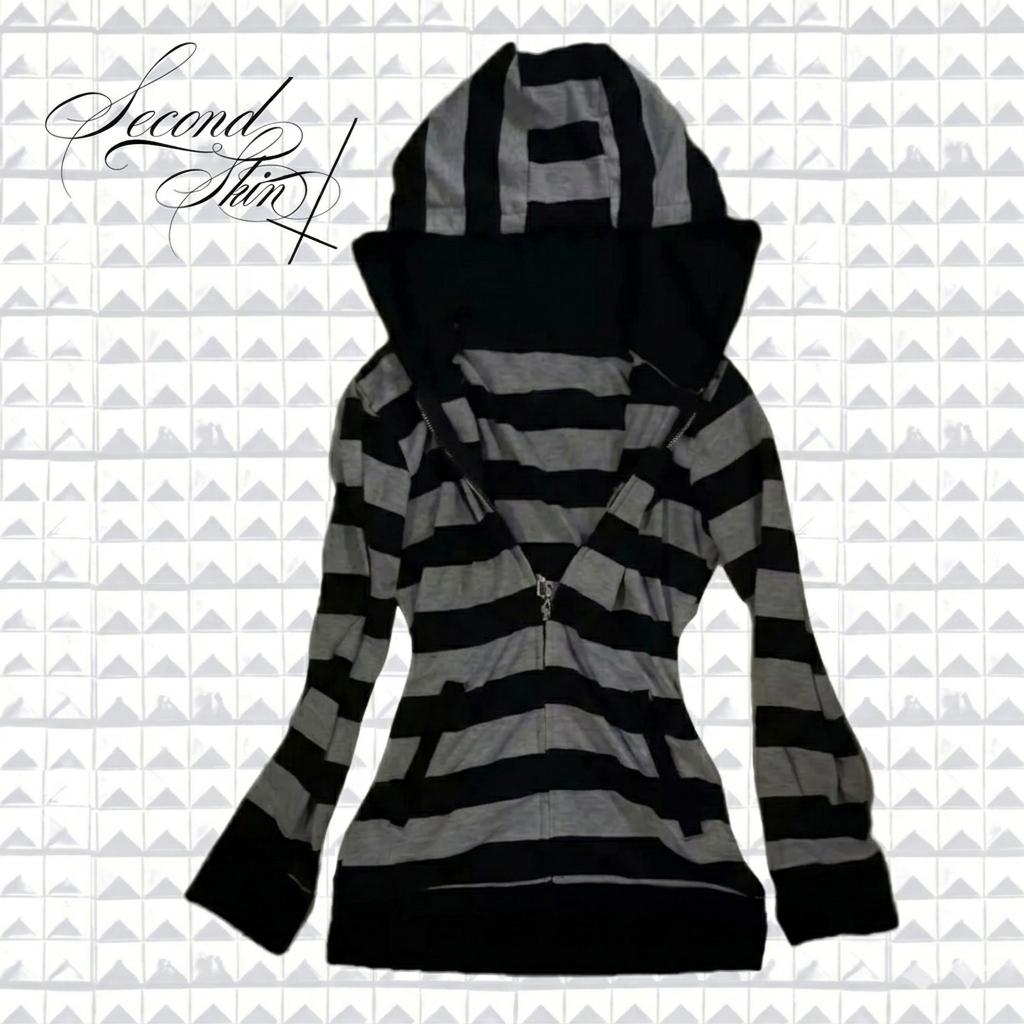 BLACK X GREY STRIPE ZIP UP :3