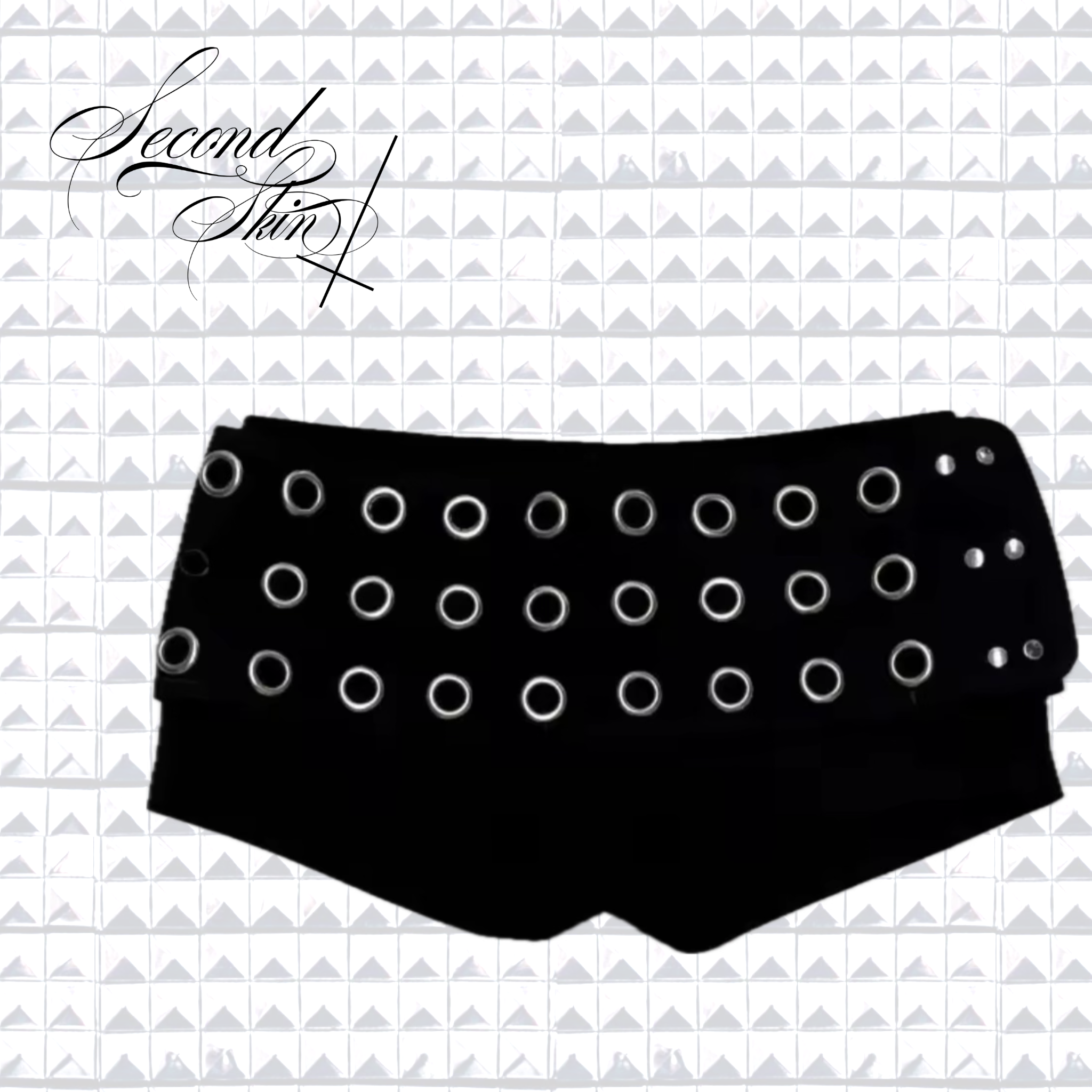 CIRCLE STUDDED BELT SHORTS :3