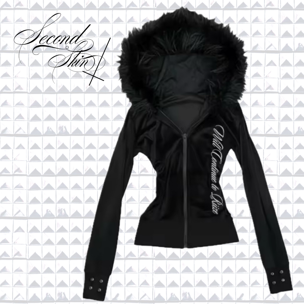 CURSIVE FUR HOOD ZIP UP :3