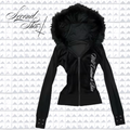 CURSIVE FUR HOOD ZIP UP :3