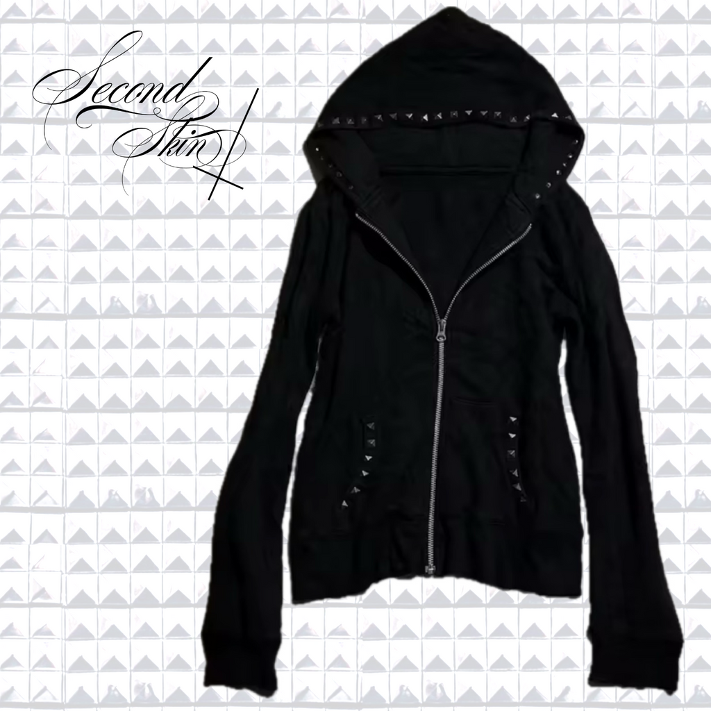 BLACK STUD ZIP UP :3