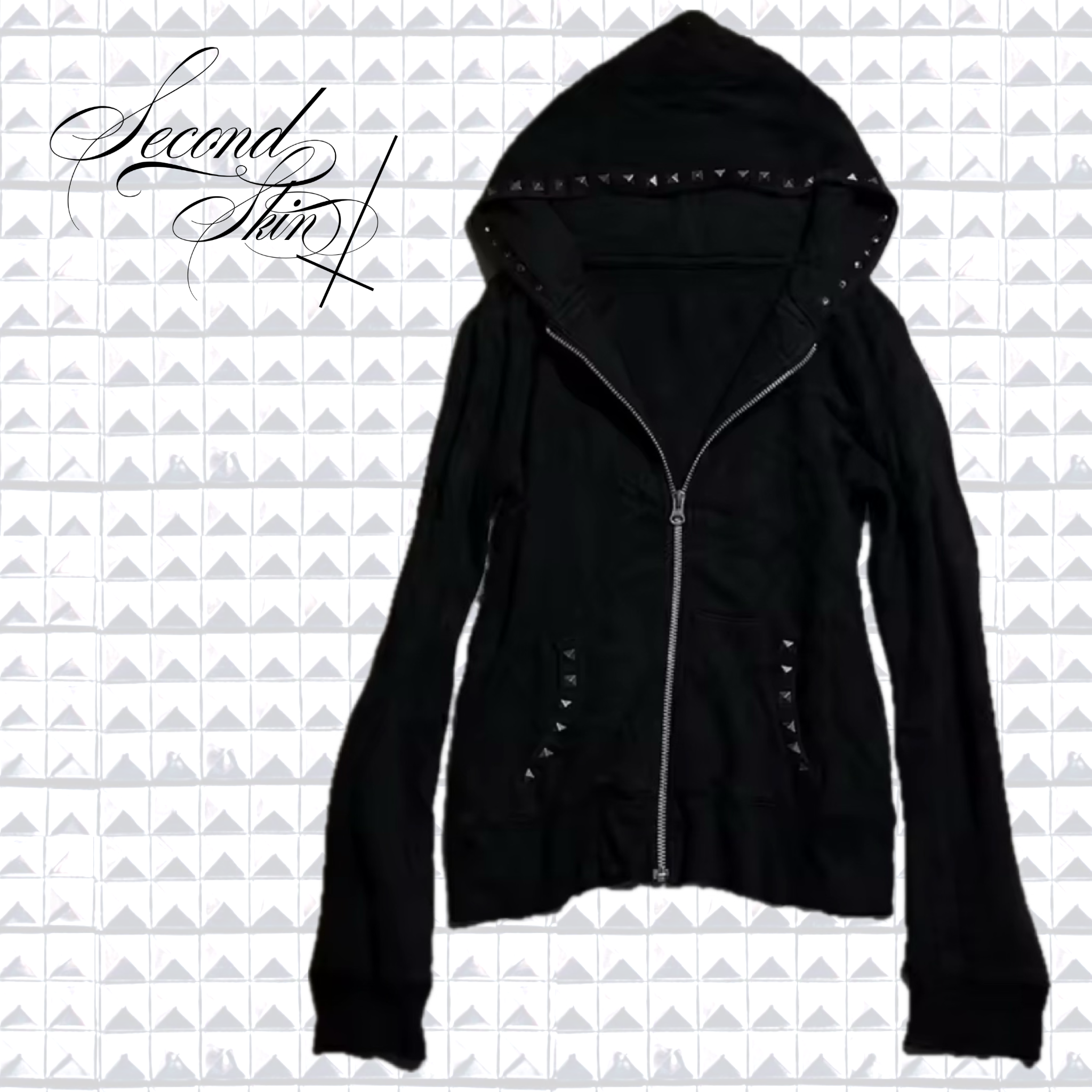 BLACK STUD ZIP UP :3