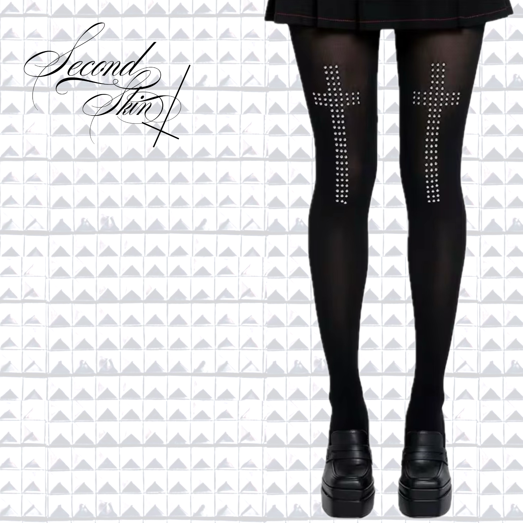 STUDDED CROSS TIGHTS :3