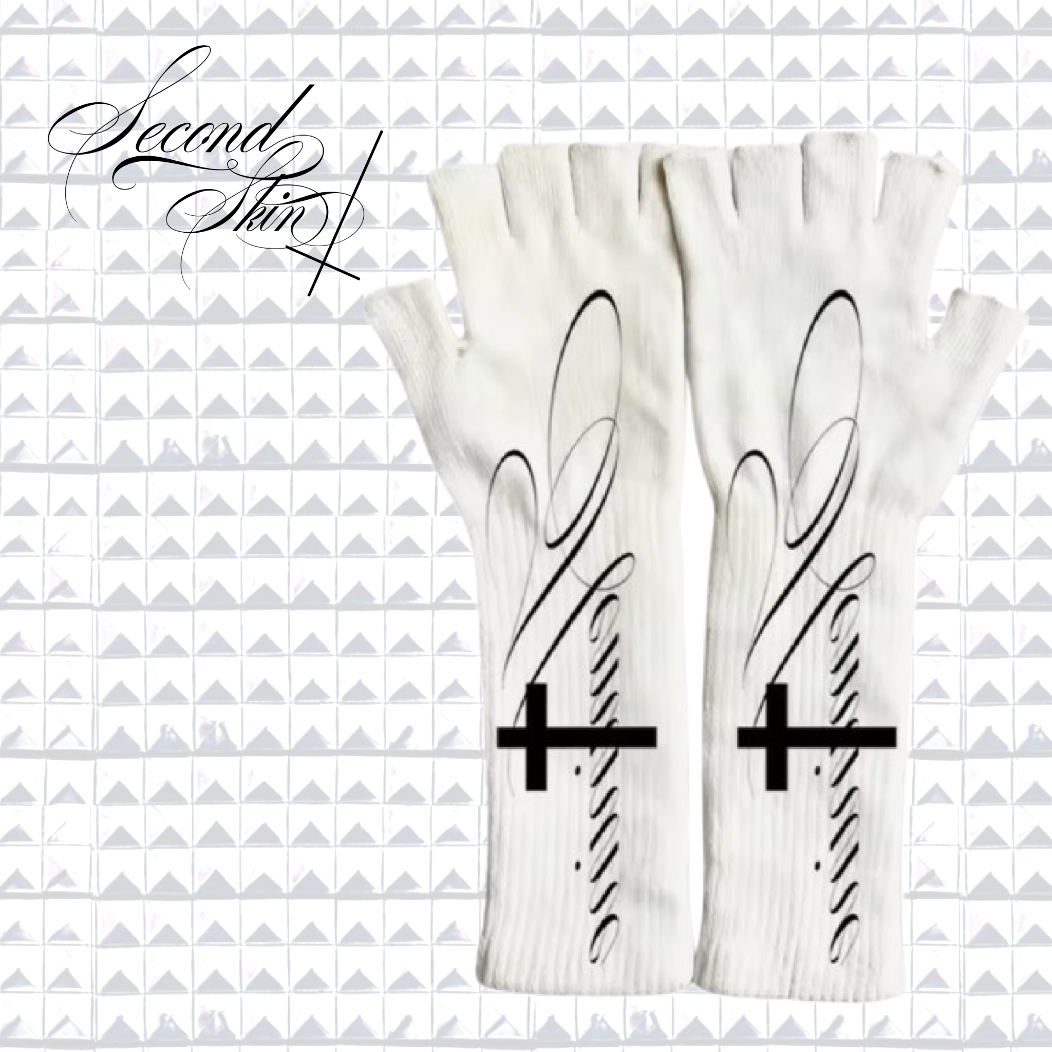 CURSIVE CROSS GLOVES :3