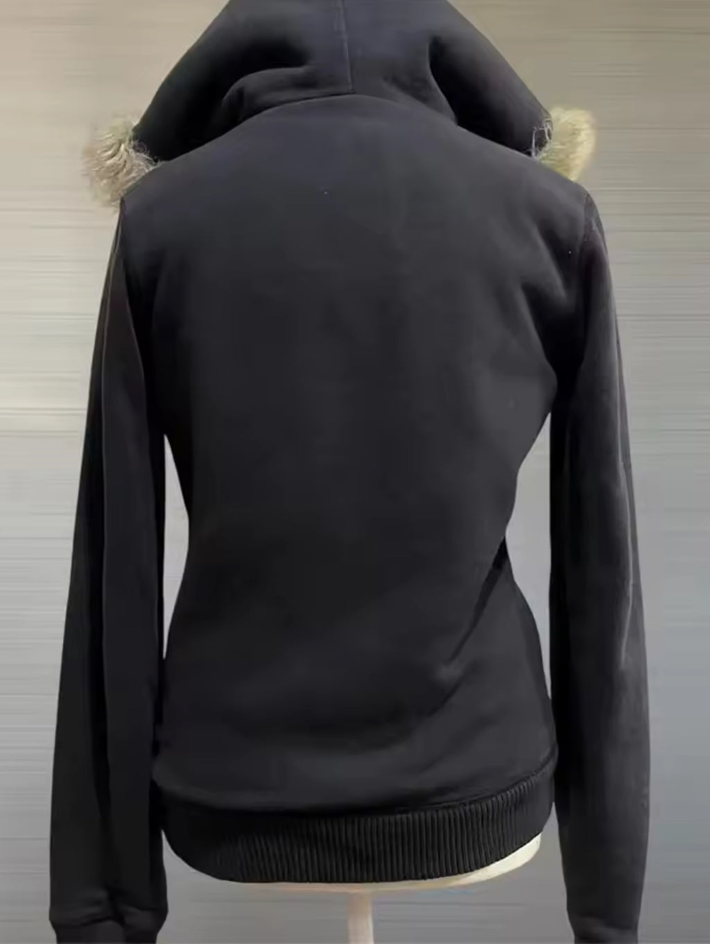 BLACK X FAUX FUR HOOD ZIP UP :3