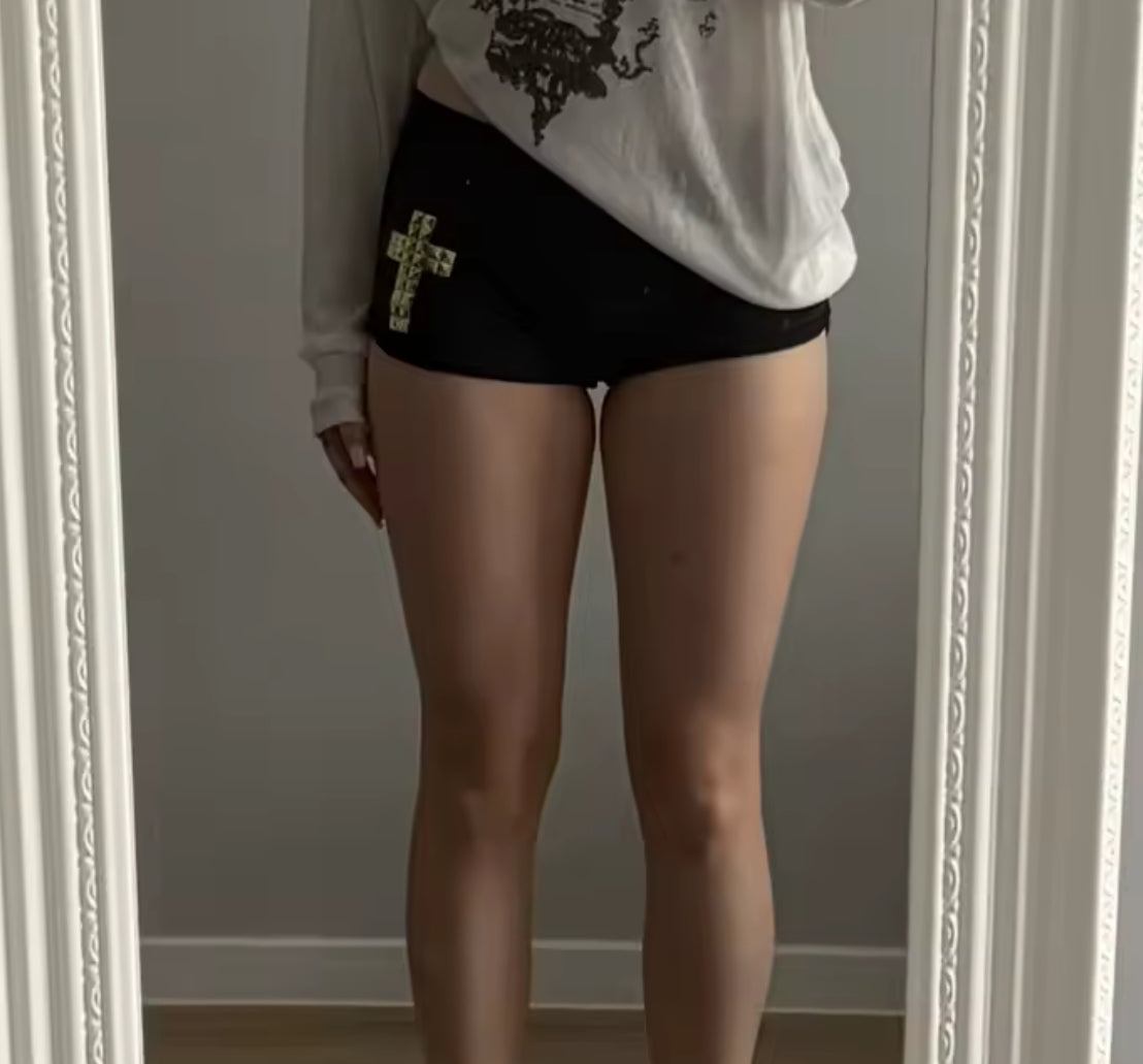 CROSS STUD SHORTS (BLACK) :3